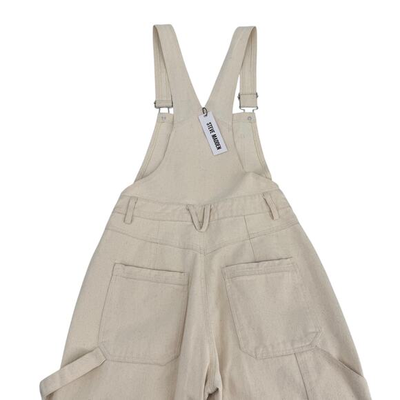 Steve Madden Cobra Adjustable High Rise Jeans Overall Jumpsuit Cream Size XS - Picture 4 of 8